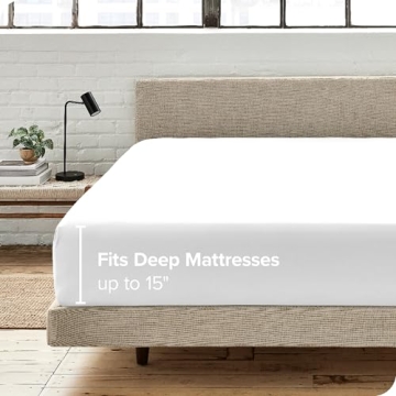 Bare Home 100% Organic Cotton Twin Extra Long Fitted Bottom Sheet - Crisp Percale Weave - Lightweight & Breathable - Deep Pocket Fitted Sheet (Twin XL, White)