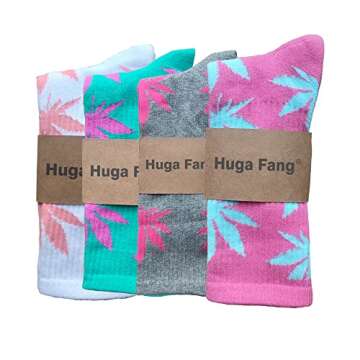 Stylish Marijuana Leaf Athletic Crew Socks for All Activities