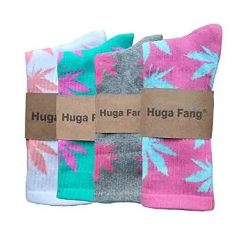 Stylish Marijuana Leaf Athletic Crew Socks for All Activities