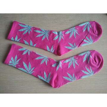 Stylish Marijuana Leaf Athletic Crew Socks for All Activities