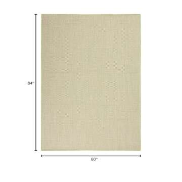 Nourison Courtyard Indoor/Outdoor Ivory Green 5' x 7' Area Rug, Geometric, Easy Cleaning, Non Sheddi...