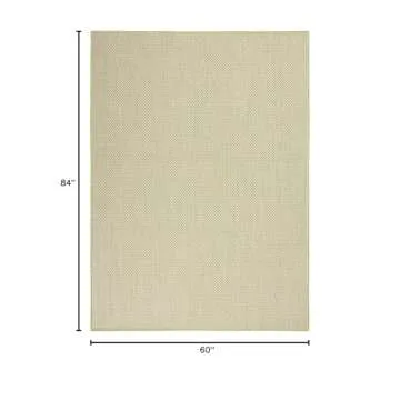 Nourison Courtyard Indoor/Outdoor Ivory Green 5' x 7' Area Rug, Geometric, Easy Cleaning, Non Sheddi...