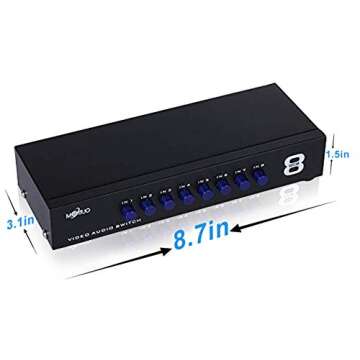 E-SDS 8-Way AV Switch RCA Switcher 8 in 1 Out Composite Video L/R Audio Selector Box for DVD STB Game Consoles CV0235