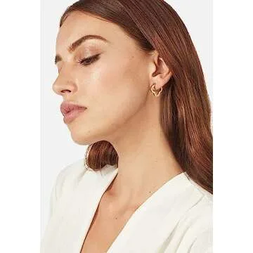 14K Gold Minimalist Huggie Hoop Earrings for Women