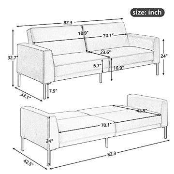 Merax Velvet Convertible Sleeper Sofa for Small Spaces