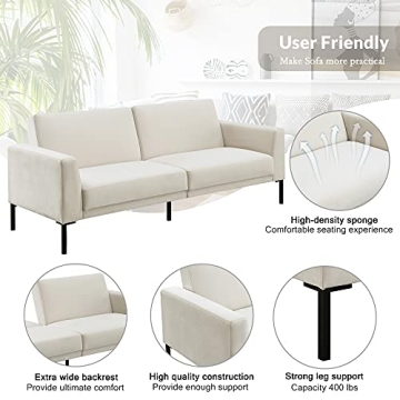 Merax Velvet Convertible Sleeper Sofa for Small Spaces