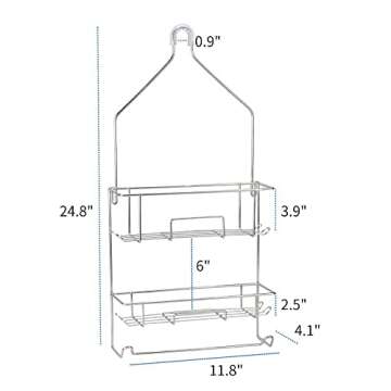 Rustproof Shower Caddy with Hooks & Towel Rack
