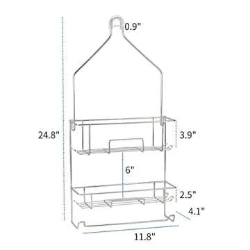 Rustproof Shower Caddy with Hooks & Towel Rack