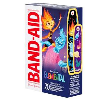 Band-Aid Brand Adhesive Bandages for Minor Cuts & Scrapes, Wound Care Featuring Disney's Elemental Characters, Fun Bandages for Kids and Toddlers, Assorted Sizes, 20 Count