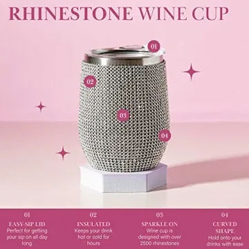 Paris Hilton Rhinestone Wine Tumbler - 12oz Insulated Drinkware