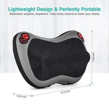 1byone Massage Pillow, Shiatsu and Deep Tissue Kneading Back Massager with Heat for Shoulder, Lower Back and Muscle Pain Relief, Relaxation in Car Home and Office