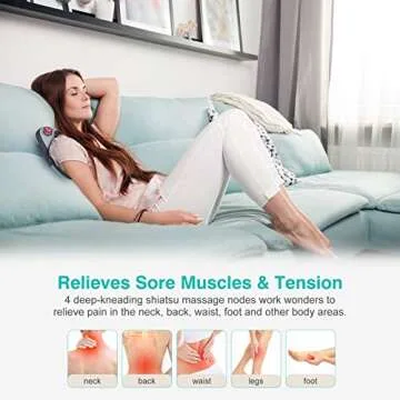 1byone Massage Pillow, Shiatsu and Deep Tissue Kneading Back Massager with Heat for Shoulder, Lower Back and Muscle Pain Relief, Relaxation in Car Home and Office