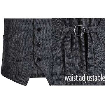 TOGROP 1920s Mens Costume Vest Hat Pocket Watch Accessories Set Adult Party Cosplay Dark grey X-Large