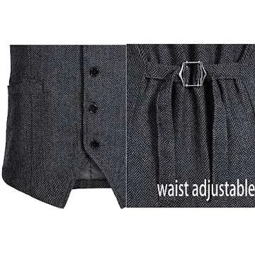 TOGROP 1920s Mens Costume Vest Hat Pocket Watch Accessories Set Adult Party Cosplay Dark grey X-Large