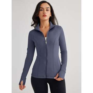 Trendy Queen Womens Lightweight Zip Up Jackets Mock Turtleneck Fall Hoodies Fitted 2024 Athletic Wor...