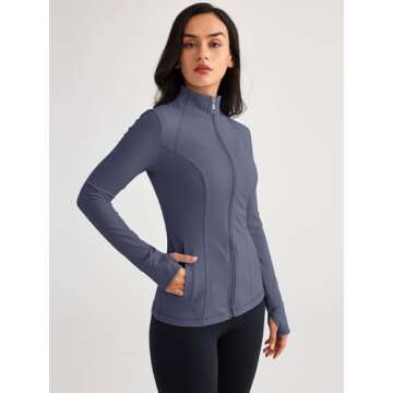 Trendy Queen Women’s Lightweight Zip Up Jacket for Workouts