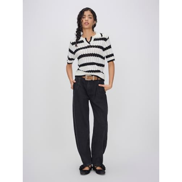 CIDER French Riviera Polo Striped Knit Top - Breathable & Stylish