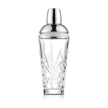 Fioance Glass Cocktail Shaker - Elegant 18.5oz Martini Shaker for Home Bars