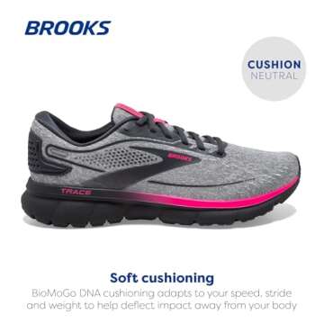 Brooks Women’s Trace 2 Neutral Running Shoe - Oyster/Ebony/Pink - 7 Medium