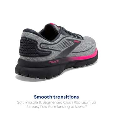 Brooks Women’s Trace 2 Neutral Running Shoe - Oyster/Ebony/Pink - 7 Medium