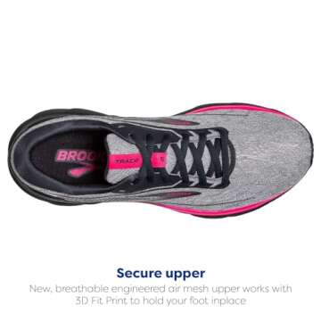Brooks Women’s Trace 2 Neutral Running Shoe - Oyster/Ebony/Pink - 7 Medium