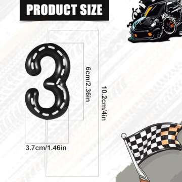 Racing Car Birthday Number Candles, 2.36x1.46in Racing Cars Themed Birthday Candles Cake Numeral Can...