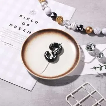 Racing Car Birthday Number Candles, 2.36x1.46in Racing Cars Themed Birthday Candles Cake Numeral Candle Topper Black and White Stripes Candles for Racing Car Theme Decoration Party Supplies(Number 3)