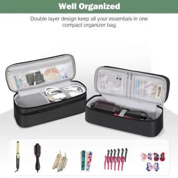 SITHON Double-Layer Travel Carrying Case for Revlon One-Step Hair Dryer/Volumizer/Styler, Water Resistant Storage Bag for Revlon, Hot Tools, TDYJWELL, Bongtai Hair Dryer Brush (Bag Only)