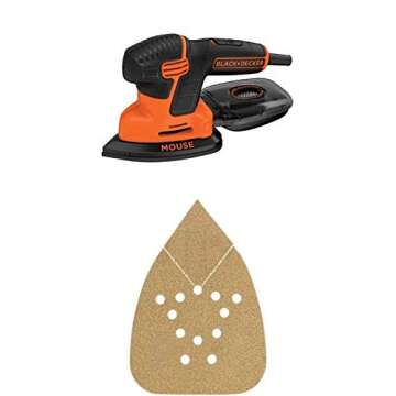 BLACK+DECKER BDEMS600 Mouse Detail Sander with BDAMX Mouse Assorted Sandpaper, 12-Pack