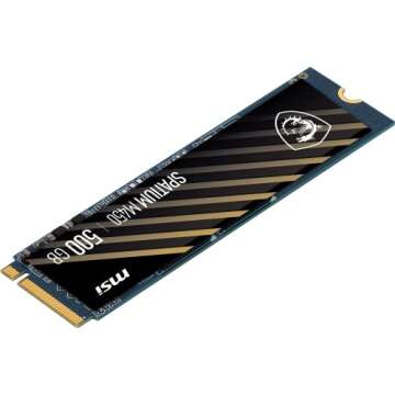 MSI SPATIUM M450 PCIe 4.0 NVMe M.2 500GB Internal Gaming SSD up to 3600MB/s 3D NAND Up to 600 TBW