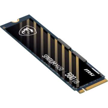 MSI SPATIUM M450 PCIe 4.0 NVMe M.2 500GB Internal Gaming SSD up to 3600MB/s 3D NAND Up to 600 TBW