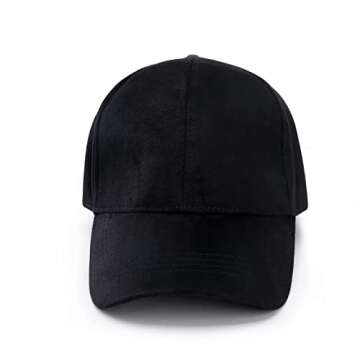 JOOWEN 6 Panel Faux Suede Baseball Cap Classic Adjustable Soft Plain Hat (Black)