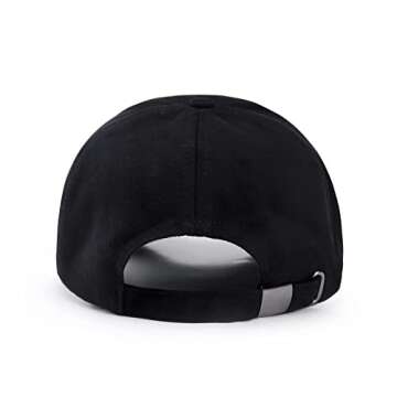JOOWEN 6 Panel Faux Suede Baseball Cap Classic Adjustable Soft Plain Hat (Black)