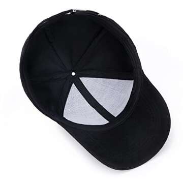 JOOWEN 6 Panel Faux Suede Baseball Cap Classic Adjustable Soft Plain Hat (Black)