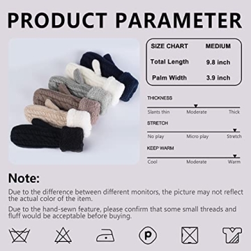 Women's Winter Gloves Warm Lining - Cozy Wool Knit Thick Gloves Mittens in 11 color (beige)