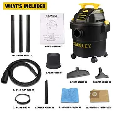 Stanley SL18115P Wet/Dry Vacuum, 5 Gallon, 4 Horsepower, 4.0 HP AC, Black