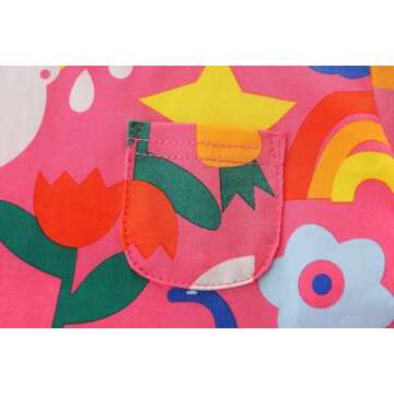 FreeLu Toddler Girls Cotton Summer Short Sleeve Dress Cartoon Print Casual Jersey Dresses