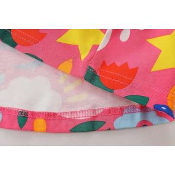 FreeLu Toddler Girls Cotton Summer Short Sleeve Dress Cartoon Print Casual Jersey Dresses