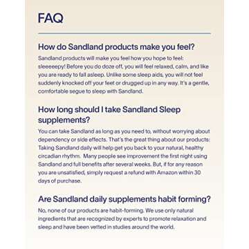 Sandland Stay Asleep, Natural Daily Sleep Supplement, 30 Pills, Magnesium, Valerian Root, L-Theanine, Peppermint Leaf, Made in The USA