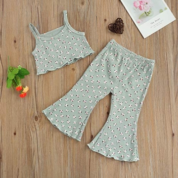 Toddler Baby Girl Flare Outfit Crop Top & Pants Set