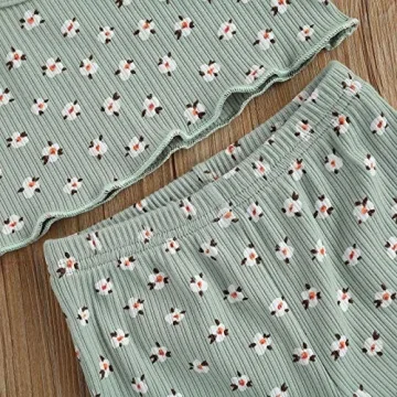 Toddler Baby Girl Flare Outfit Crop Top & Pants Set