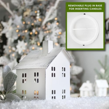 Charming White Metal Houses Set for Festive Decor