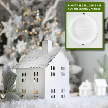 Charming White Metal Houses Set for Festive Decor