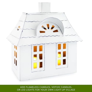 Charming White Metal Houses Set for Festive Decor