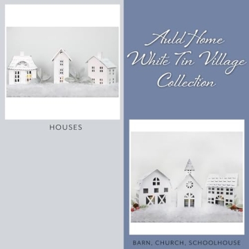 Charming White Metal Houses Set for Festive Decor