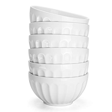 Foraineam 6-Piece 18 Ounce Porcelain Bowls with Fluted Design