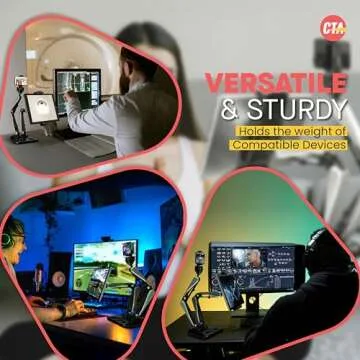 2 in 1 Mobile Phone and Tablet Stand Holder - CTA iPad & iPhone Adjustable Stand for iPhone 11/12/13/14 Pro & Pro Max - iPad Pro 11" - iPad 1/2/3/4 Gen - iPad Air 4/5 - Galaxy Tab A/A7/S7/S6