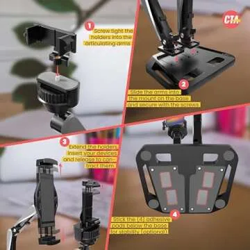 2 in 1 Mobile Phone and Tablet Stand Holder - CTA iPad & iPhone Adjustable Stand for iPhone 11/12/13/14 Pro & Pro Max - iPad Pro 11" - iPad 1/2/3/4 Gen - iPad Air 4/5 - Galaxy Tab A/A7/S7/S6