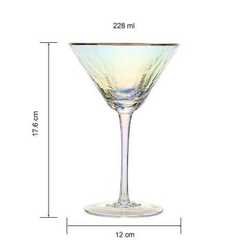 Iridescent Hammered Martini Glasses Set - Elegant Cocktail Experience