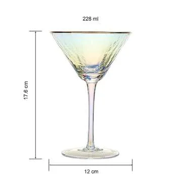 Iridescent Hammered Martini Glasses Set - Elegant Cocktail Experience